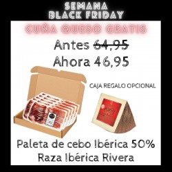 Paleta de cebo Ibérica 50% raza ibérica loncheada Rivera + Cuña queso Oveja Regalo