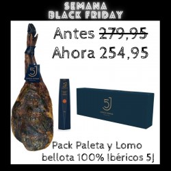 Cesta Navidad Paleta de Bellota 100% Ibérica 5 jotas + Lomo 5J 